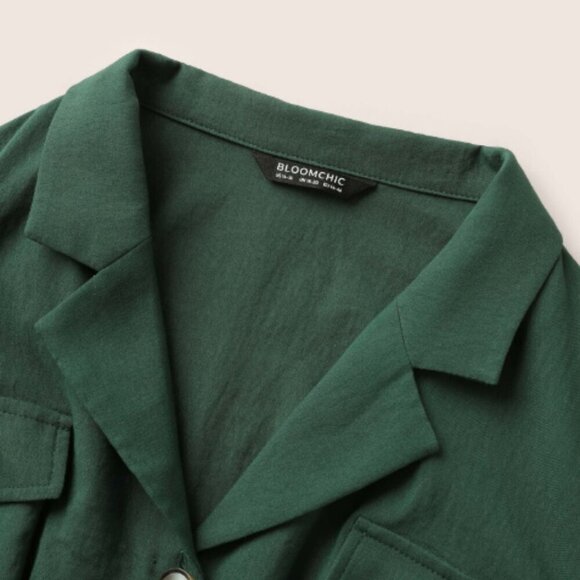 BloomChic Plus Size 2XL Plain Suit Collar Belted Flap Detail Shift Dress us18 - Picture 4 of 6